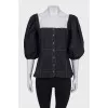 Black top with puff sleeves
