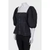 Black top with puff sleeves