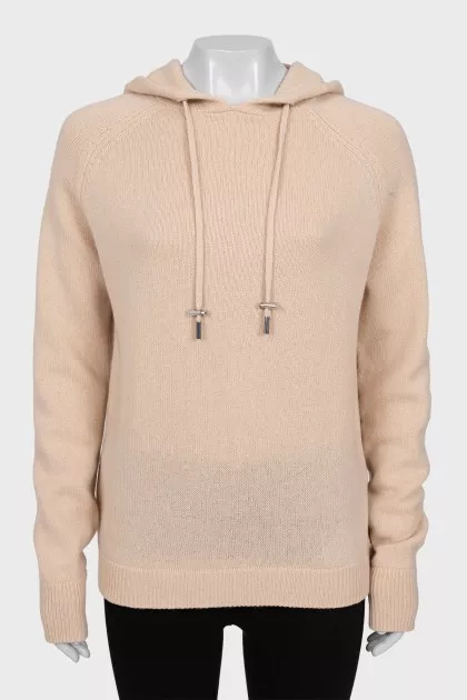 Straight hoodie made of merino wool and cashmere