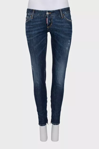 Blue jeans with side zippers