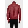 Leather jacket with a high collar