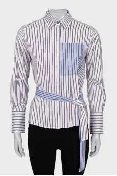 Striped shirt with belt