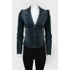 Fitted denim jacket with belt