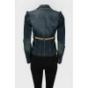 Fitted denim jacket with belt