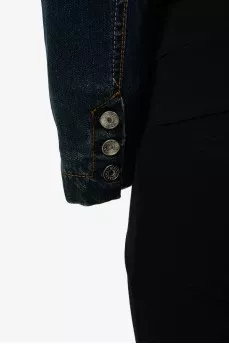 Fitted denim jacket with belt