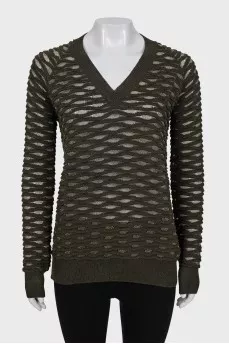 Pullover with shiny thread