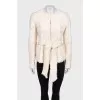 Fitted white fur coat