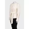 Fitted white fur coat