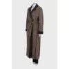 Brown sheepskin coat with a belt