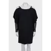 Oversized dress with leather cuffs