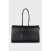 Leather tote bag with signature clochette