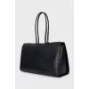Leather tote bag with signature clochette