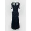 Evening dress with a skirt-year with lace and beads
