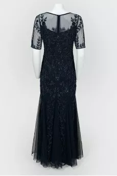 Evening dress with a skirt-year with lace and beads
