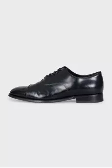Men's black leather lace-up shoes