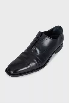 Men's black leather lace-up shoes