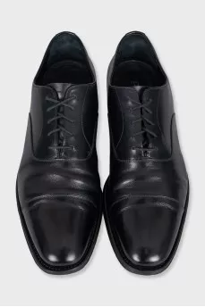 Men's black leather lace-up shoes