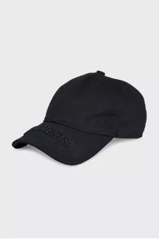 Men's black cap with embroidery
