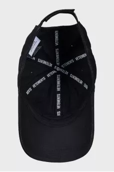 Men's black cap with embroidery