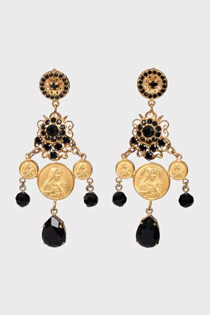 Long clip-ons decorated with crystals