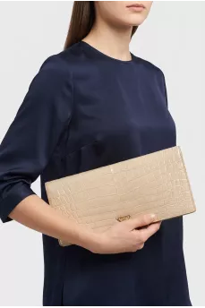 Textured leather clutch with magnetic closure