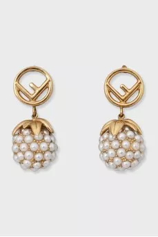 Gold-color earrings with berry-shaped pendants