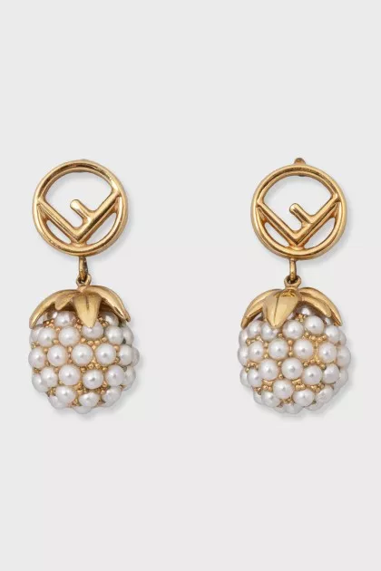 Gold-color earrings with berry-shaped pendants
