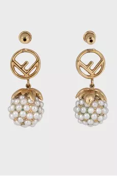 Gold-color earrings with berry-shaped pendants