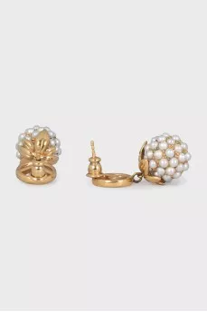 Gold-color earrings with berry-shaped pendants