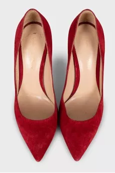 Burgundy suede pumps