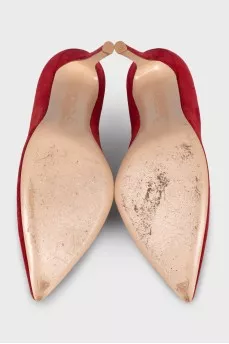 Burgundy suede pumps