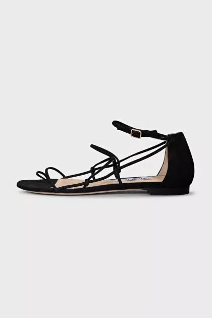 Black suede strappy sandals