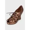 Lace-up wedge sandals