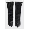Long snakeskin gloves