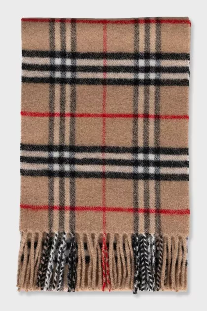 Checkered wool and cashmere scarf