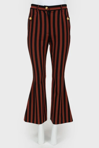 Vertical striped flared trousers