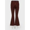 Vertical striped flared trousers