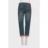 Boyfriend fit jeans with colored lining