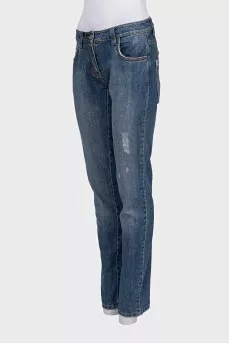 Low-rise jeans with an accent logo