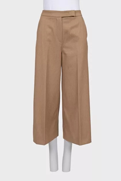 Cropped high-waisted wool trousers