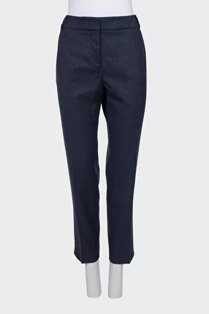 Straight-leg blue trousers with creases
