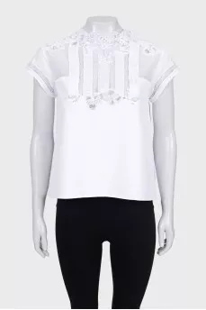 White blouse with lace top