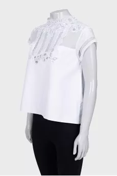 White blouse with lace top