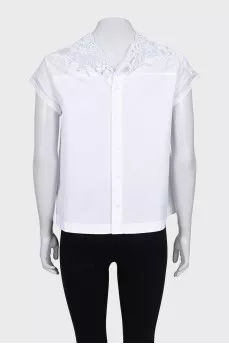 White blouse with lace top