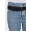 Straight jeans with a black belt