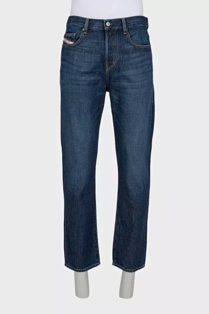 Men's blue jeans with embroidery