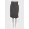 Fitted suit with a wool and angora skirt