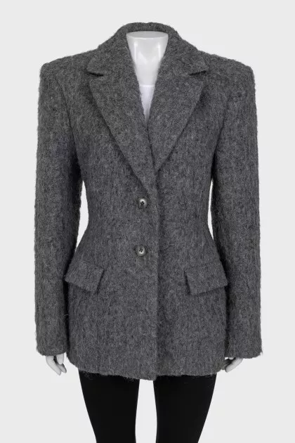 Gray cropped wool coat