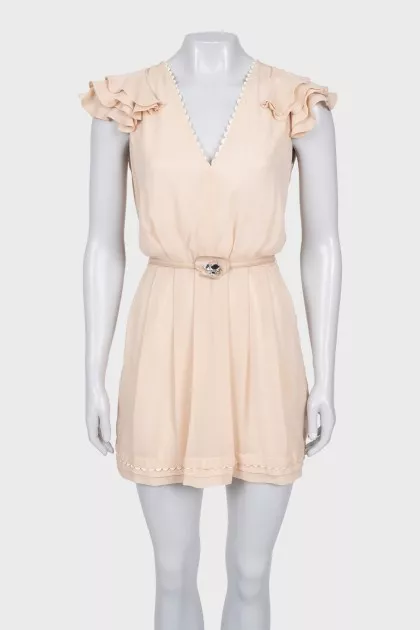 Dress with belt and crystals