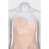 Beige cocktail dress with ruffles